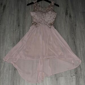 Nude Lace and Sheer Junior Party Dress